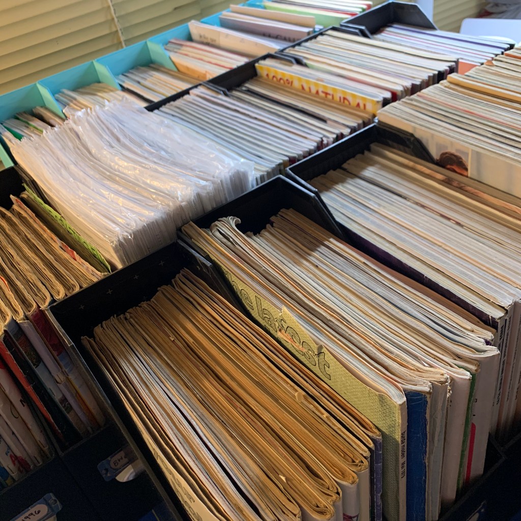 A collection of sewing magazines.